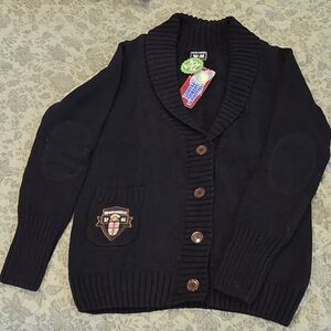 Brown University Women's Cardigan Sweater With University Patch, Elbow Patches
